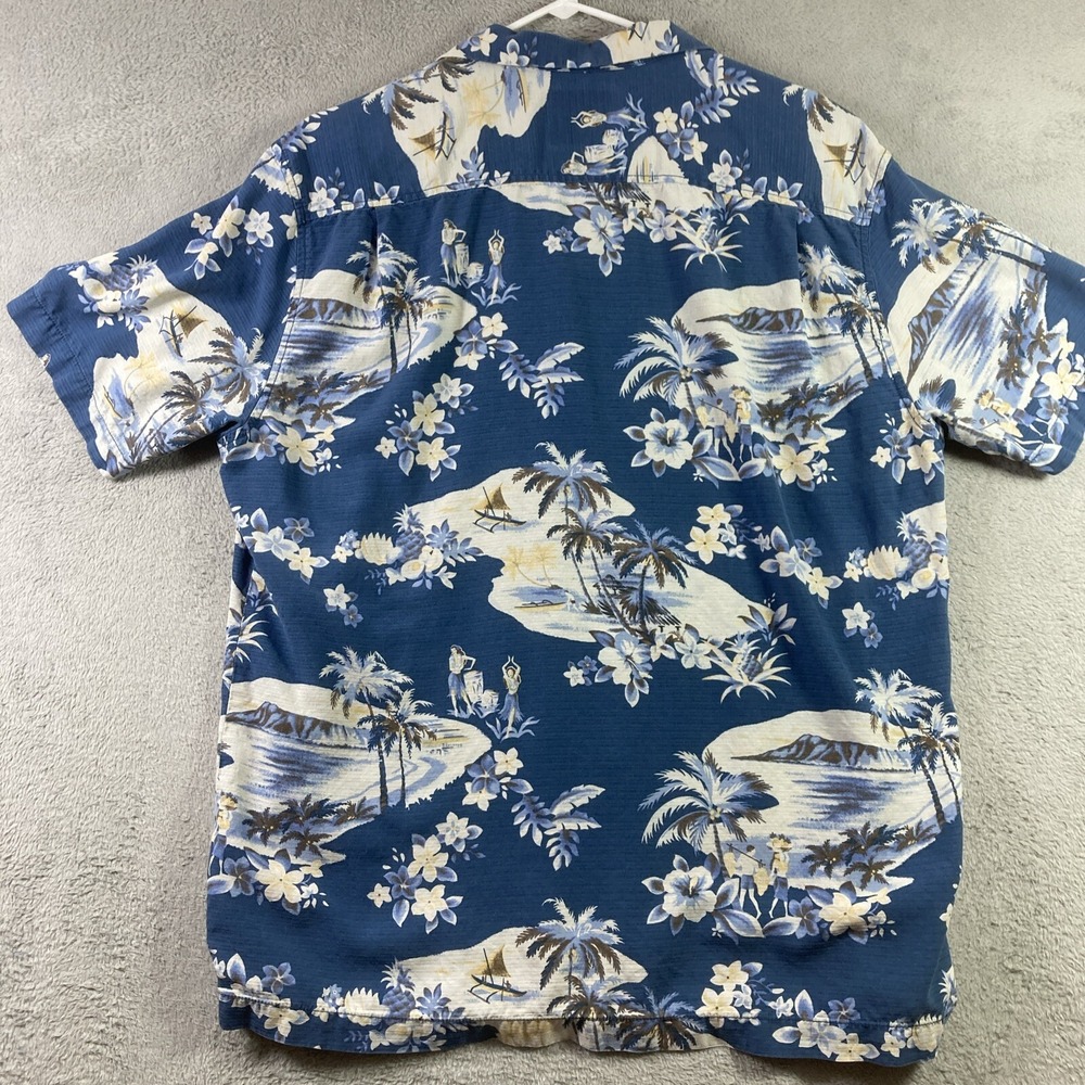 Tommy Bahama Hawaiian Shirt Men Large All Over Print Blue Silk Button Up Casual - Picture 15 of 16